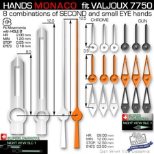 HANDS SET FOR MOVEMENT ETA VALJOUX 7750, MONACO, ref 30-37, SLC1 - SUPERLUMINOVA