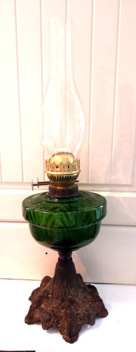 Antique oil lamp - cast, iron