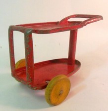 Antique MAR USA Toy Tea Cart Trolley Tin Steel Wood Wheels
