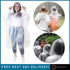 CLEAR RAINCOAT RAIN COAT DISPOSABLE TRANSPARENT WATERPROOF HOODED UNISEX ADULTS