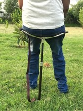 LEATHER SHOOTING STICK WITH RUBBER FERRULE Folding Stool SEAT for Walking (F)