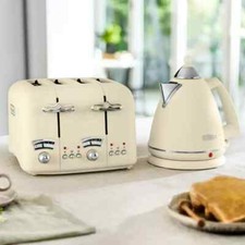 Delonghi Argento Flora 1.7L Kettle & Toaster 4 Slices SET BEIGE DL3017/DL3019
