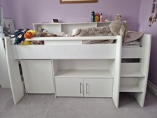 Children's 'Dreams' Mid-Sleeper single Bed with  stairs,desk,storage & mattress 