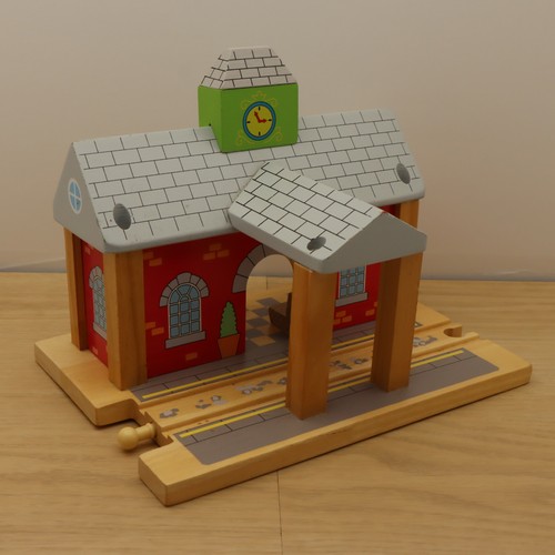 Wooden train track station - train,