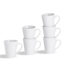 6x Classic White Latte Mugs Porcelain Tea Coffee Hot Drinks Cups 285ml
