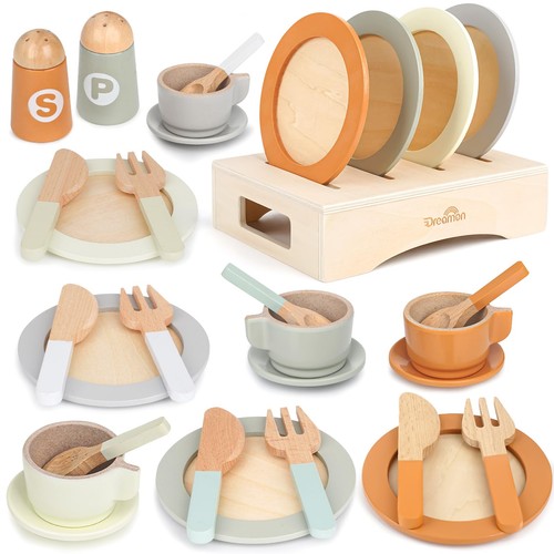 Wooden play dishes - wooden,