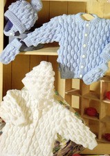6 BABY BOY GIRL 16 -26" DK JACKET CARDIGAN, HAT MITTS VINT KNITTING PATTERN COPY