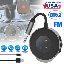 Bluetooth 5.3 Wireless Transmitter Receiver Car FM Aux Audio Adapter 3.5mm Jack