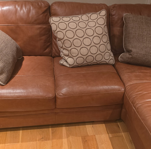 Dfs brown leather - sofa, with