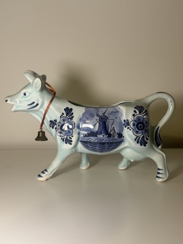 Vintage delft blue cow creamer - blue,