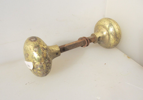 Vintage brass door knobs - door,