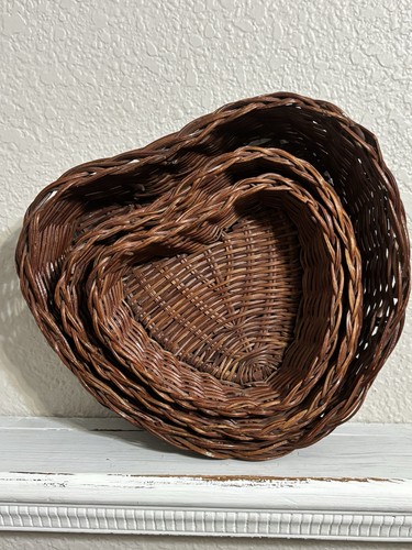 Vintage 3pc wicker heart - wicker,