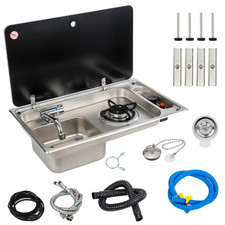 Campervan Sink + Cooker + Hob Combi + Tap Kit For Caravan RV Motorhome Camper