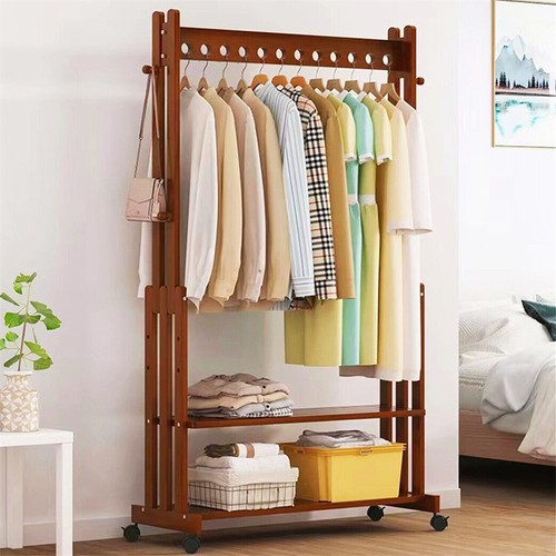 Retro wooden clothes rail rack - retro,