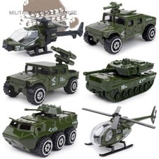6PCS Military Vehicle Playset Diecast Army Tank Helicopter Toys for Boys Kids