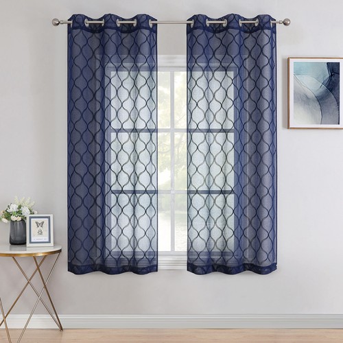 Navy blue sheer - sheer, curtains