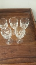 A Beautifu Vintage Set Of  5 Crystal Cut Glass Sherry/ Liqueur In Ex Condition