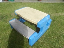 Little Tikes Large Size Garden Picnic Bench Blue Red Yellow