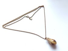 Gold Tone Retro Vintage Joan River Drop Pendant Necklace Enamel Egg Style 