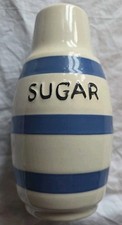 Vintage Large Sugar Sifter Blue + White Striped (bx22)
