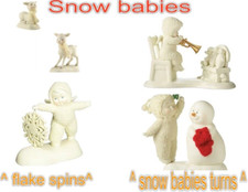 snow babies deer  x2 /  what a