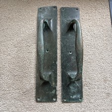 1890s-1930s Bronze Door Handles Art Nouveau Period Original Set of 2 Large Rare