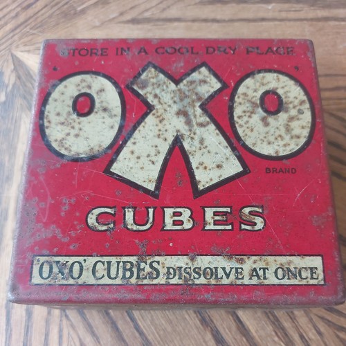 Vintage metal oxo cubes tin - metal,