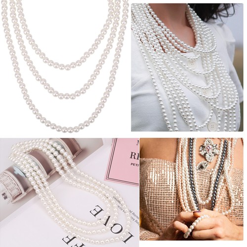 Pearl necklace long chain - pearl,