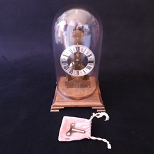 Kieninger Mantel Top Clock Vintage Translucent Dome Skeleton Bell Chime Germany