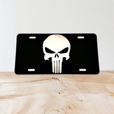 The Punisher Car Tag Laser Etched Black Metal License Plate
