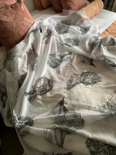 Vintage roman head white voile - white,