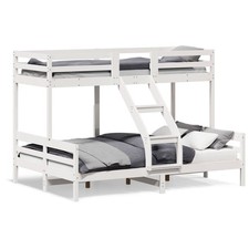 Bunk Bed Solid Pine Wood White 80x200/140x200 cm Twin/Double Loft Frame