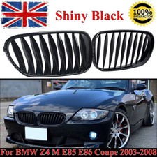 2x Shiny Black Front Kidney Grilles For BMW Z4 E85 M Roadster E86 Coupe 2003-09