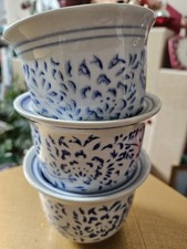3 Handpainted Chinese Blue &