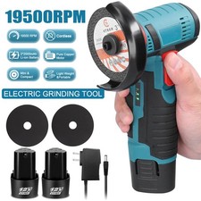 12V Cordless Mini Angle Grinder Rechargeable Cutting Polishing Tool & 2 Battery