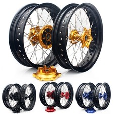 17" Supermoto Wheels Gold Hub Cush Drive For Suzuki DRZ 400 S DR-Z 400 SM 00-24