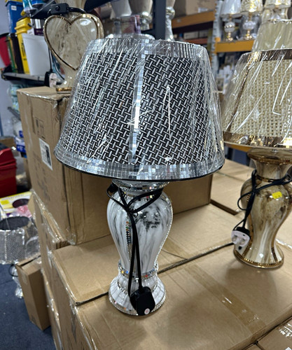 Silver mosaic table lamp drum - mosaic,