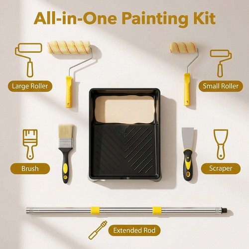 Piece paint roller set with - paint,