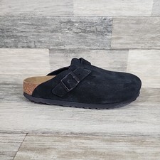 Birkenstock Boston Suede Clogs Womens Sz 6 Narrow Black Sandals NEW NWOB