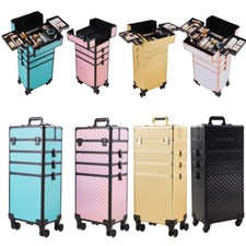 Traveling Makeup Train Case With Wheel Professional Cosmetic Trolley Nail Polish