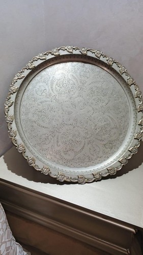 Vintage moroccan silver tray - vintage,