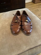 Ladies RUSSELL & BROMLEY Tan Brown Leather Cut-Out Brogues, Size 8/41 