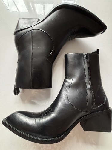 Zara black leather - zara, cowboy
