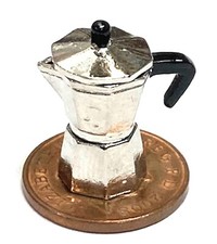Dolls House Coffee Maker 3 Piece Silver Italian Style Tumdee 1:12 Scale Kitchen