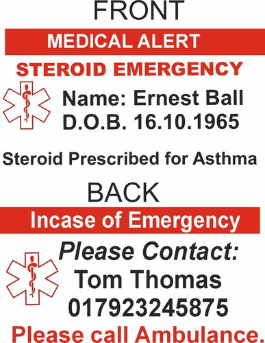 Steroid medical alert - ,