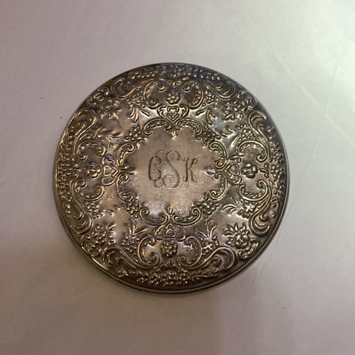 Antique round ornate compact - round,