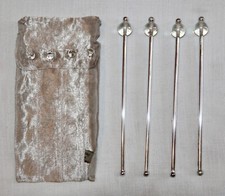 VINTAGE BOMBAY DUCK FOUR SILVER PLATED/LUSTRE BEAD GLASS SWIZZLE STICKS + CASE