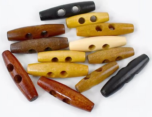 60mm wooden toggle buttons - wooden,