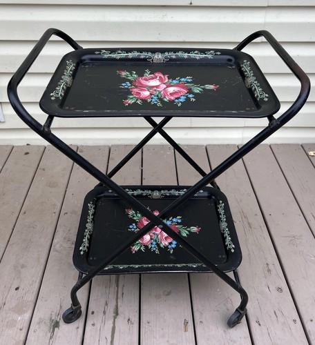 Vtg metal serving cart tea - serving,