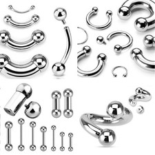 HEAVY LARGE GAUGE CURVED BARBELL PIERCING BAR PRINCE ALBERT INTERNALLY THREADED